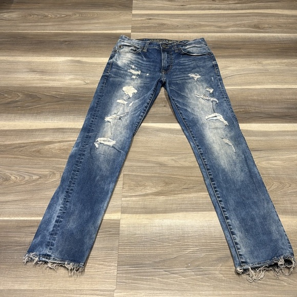 🇺🇸 American Eagle Slim Distressed Blue Jeans size 28 - Picture 2 of 10